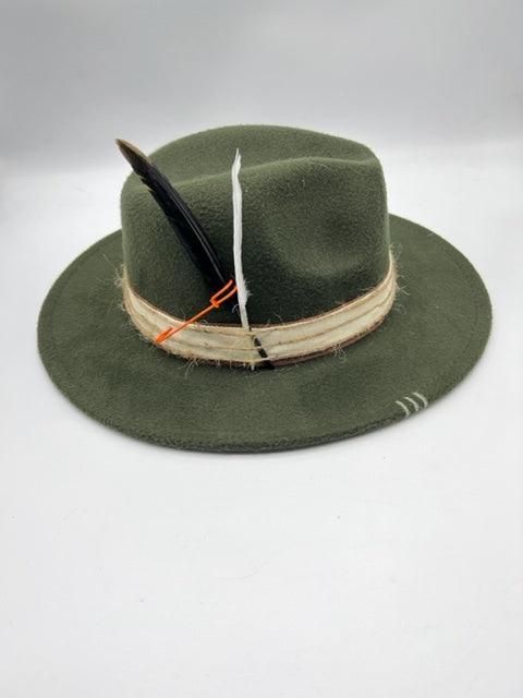 Army green fedora