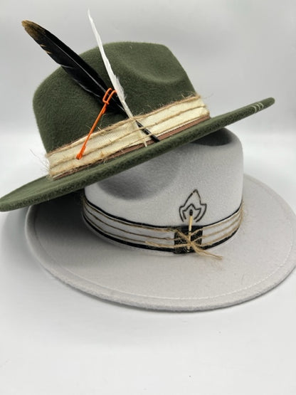 Army green fedora