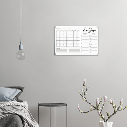 At A Glance Dry Erase Monthly Calendar, Monthly and Weekly Wall Calendar, Personalized Note Board, Acrylic Print