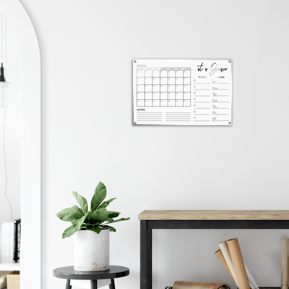 At A Glance Dry Erase Monthly Calendar, Monthly and Weekly Wall Calendar, Personalized Note Board, Acrylic Print