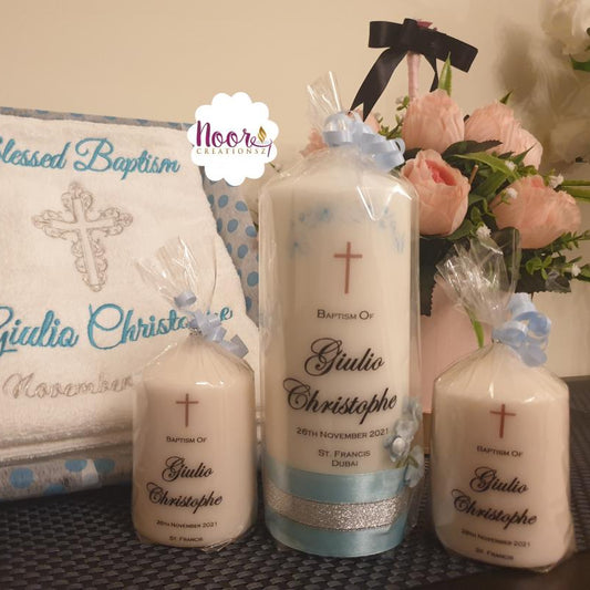 Baby Baptism Towel Gift set (Ideal for Christening / Communions / Baby Shower Gift / New Born Baby Gift / Keepsake gifts)