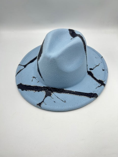 Baby blue marble fedora