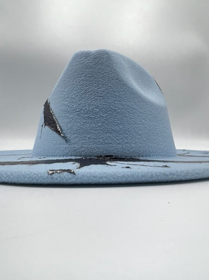 Baby blue marble fedora