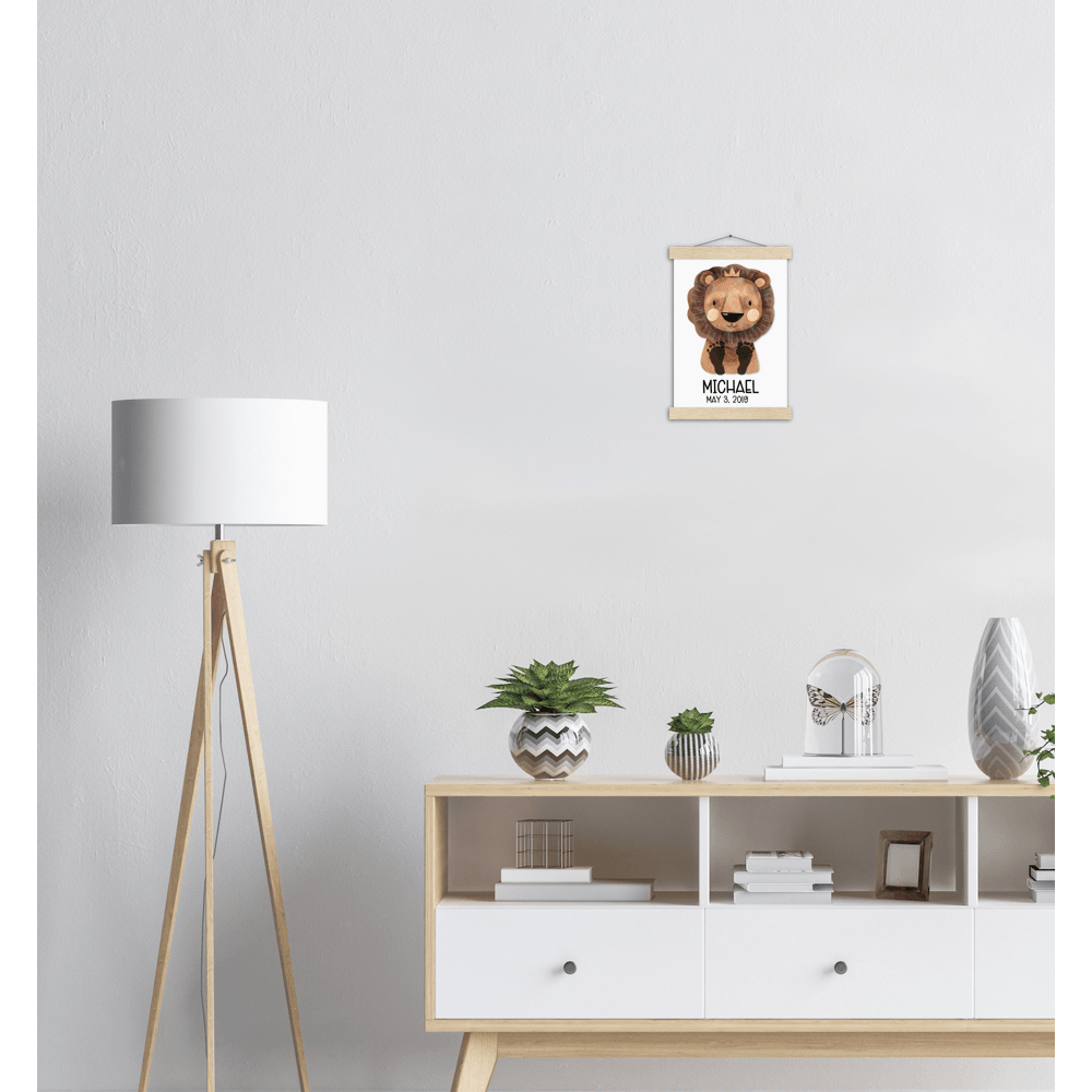 Baby Footprints Personalized Hanging Poster - Lion (A4 21x29.7 cm 8x12)