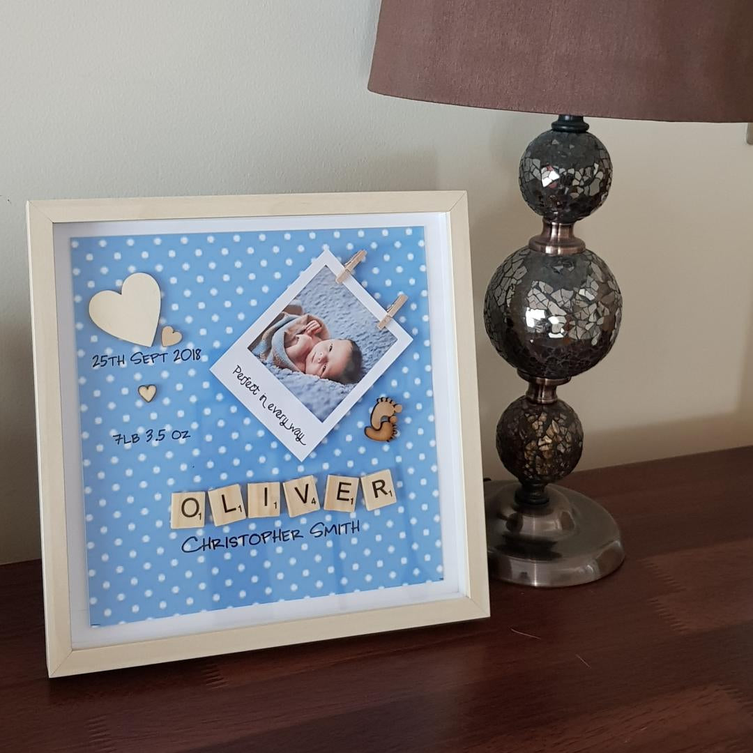 Baby Personalised Wordsearch Frame / Baby shower gift / keepsake gifts / new baby /