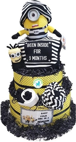 Baby your One in a Minion Diaper Cake