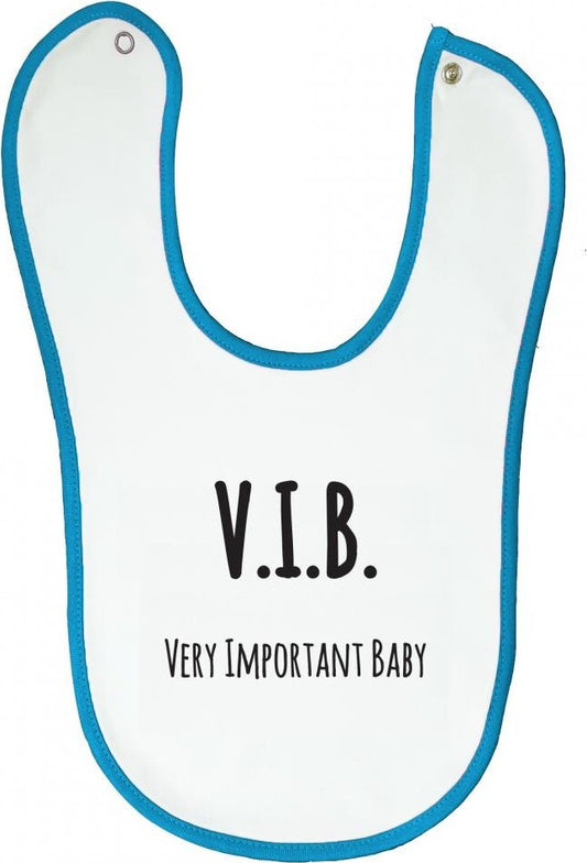 Bib White with Blue Trim V.I.B. Very Important Baby. - Age 6-12 months