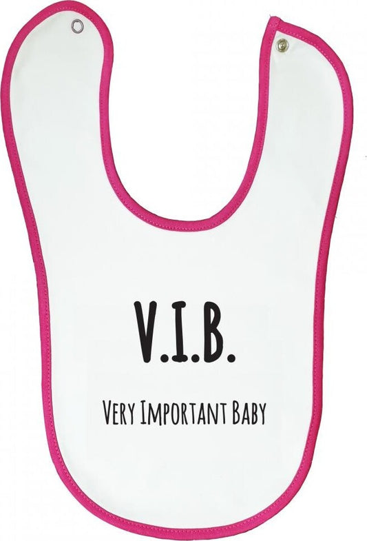 Bib White with Pink Trim V.I.B. Very Important Baby. - Age 6-12 months