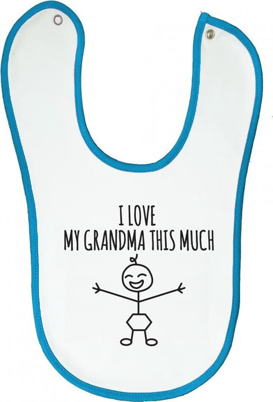 Bib with Blue Trim I Love My Grandma This Much - Age 6-12 months