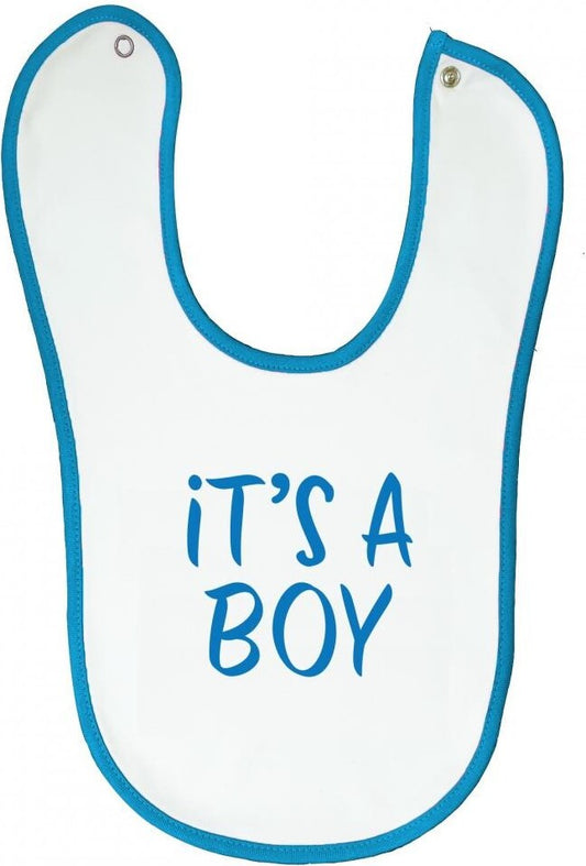 Bib with Blue Trim It's A Boy- Age 6-12 months