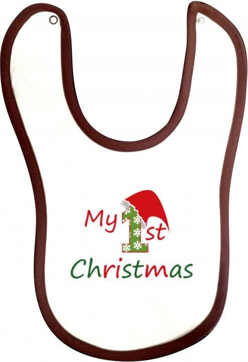 Bib with Brown Trim My 1st Christmas - Age 6-12 months