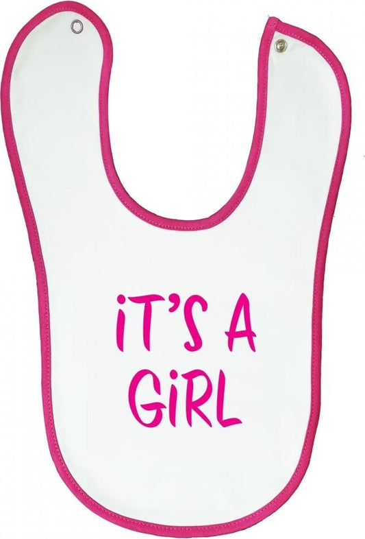 Bib with Pink Trim It's A Girl- Age 6-12 months