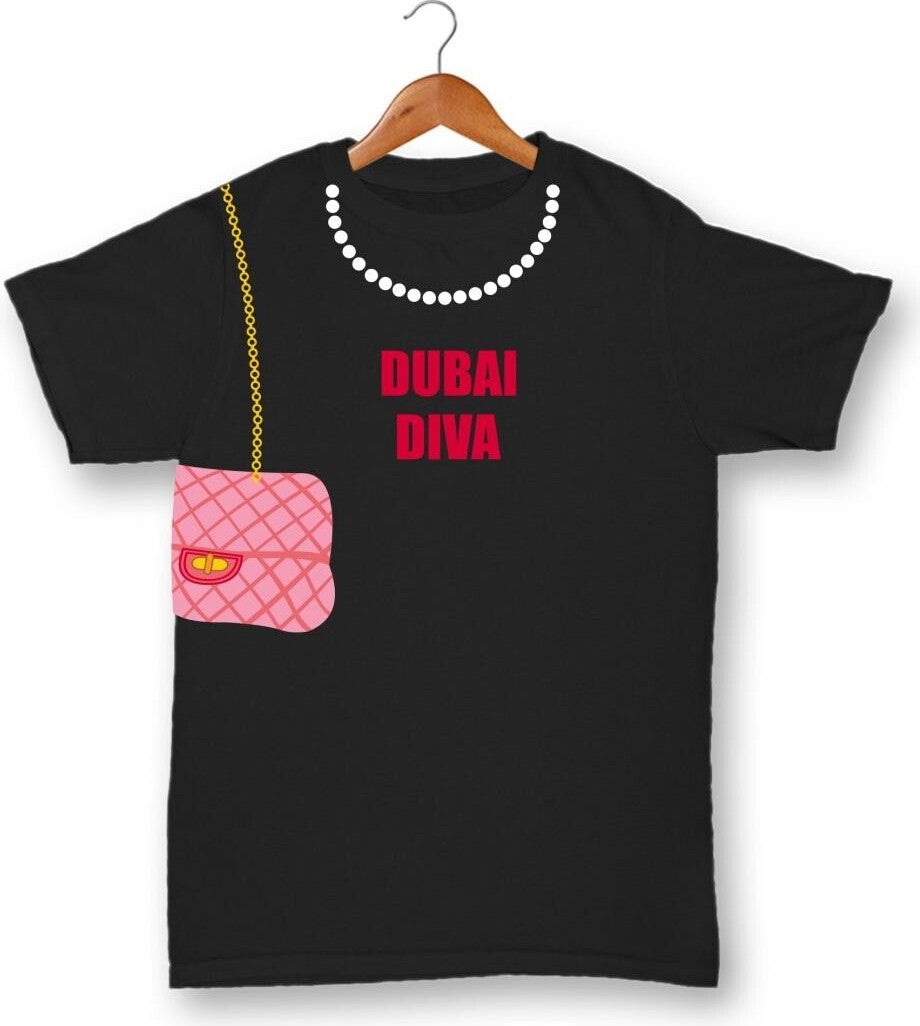 Black combed cotton T-Shirt with Dubai Diva Design - Kids 1-2