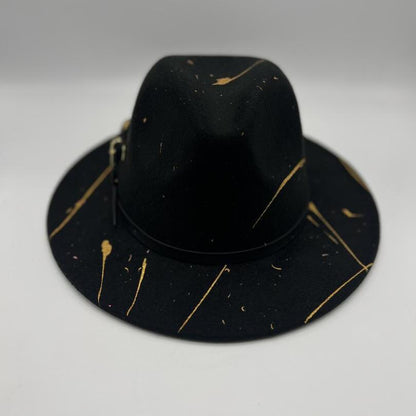 Black fedora with gold details