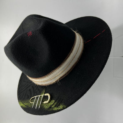 Black fedora with phosphoric green and heart