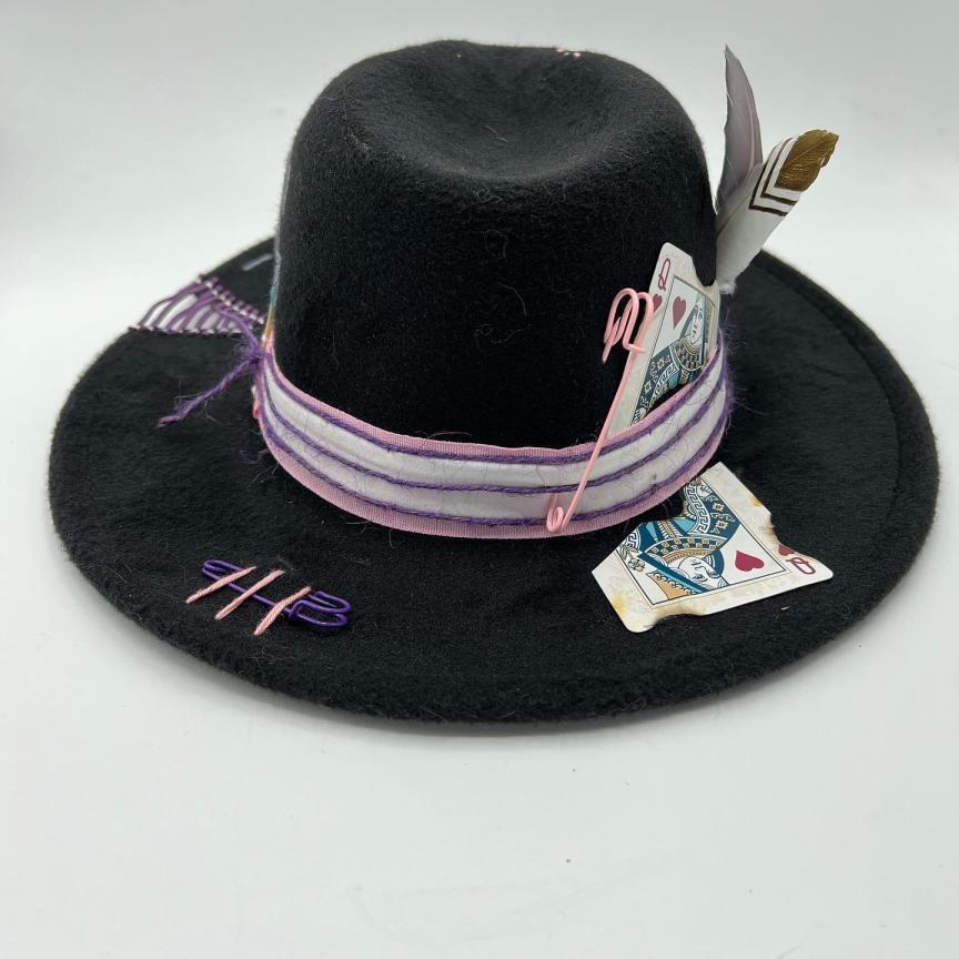 Black fedora with purple touches