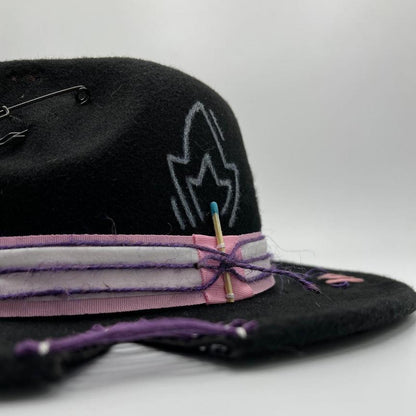 Black fedora with purple touches