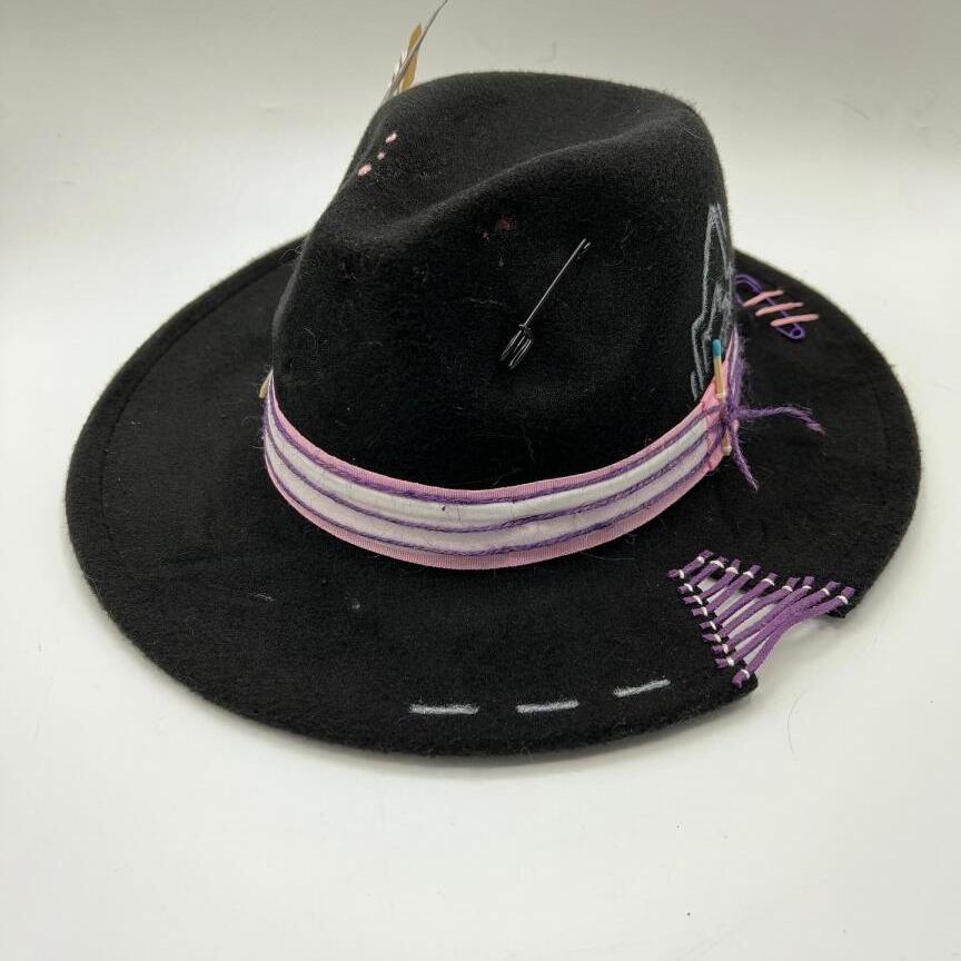 Black fedora with purple touches