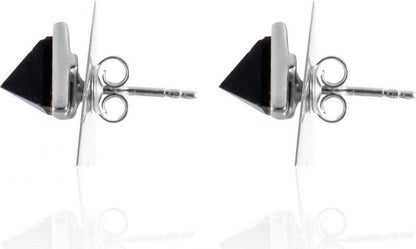 Black Onyx Triangular Stud Sterling Silver