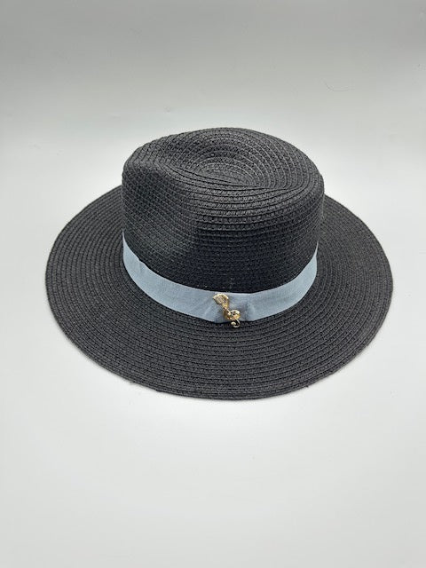 Black unisex summer hat with music note accessories