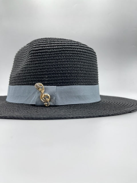 Black unisex summer hat with music note accessories