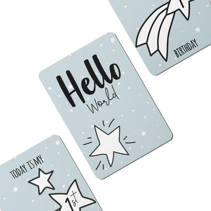 Blue Twinkle Stars Baby Milestone Cards Set of 25