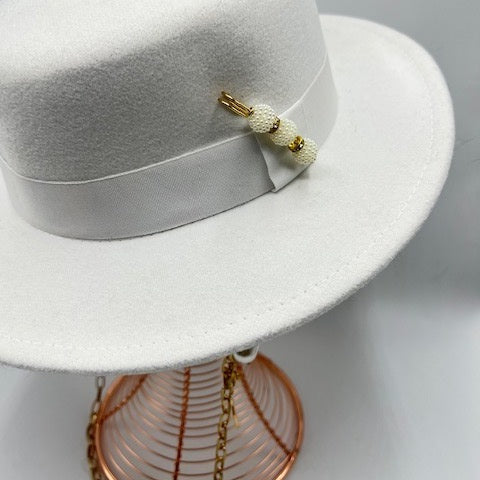 Boater white fedora