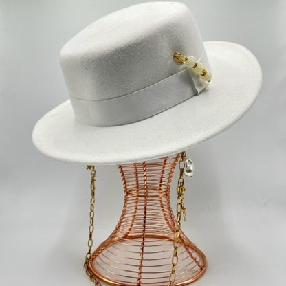 Boater white fedora