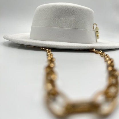 Boater white fedora