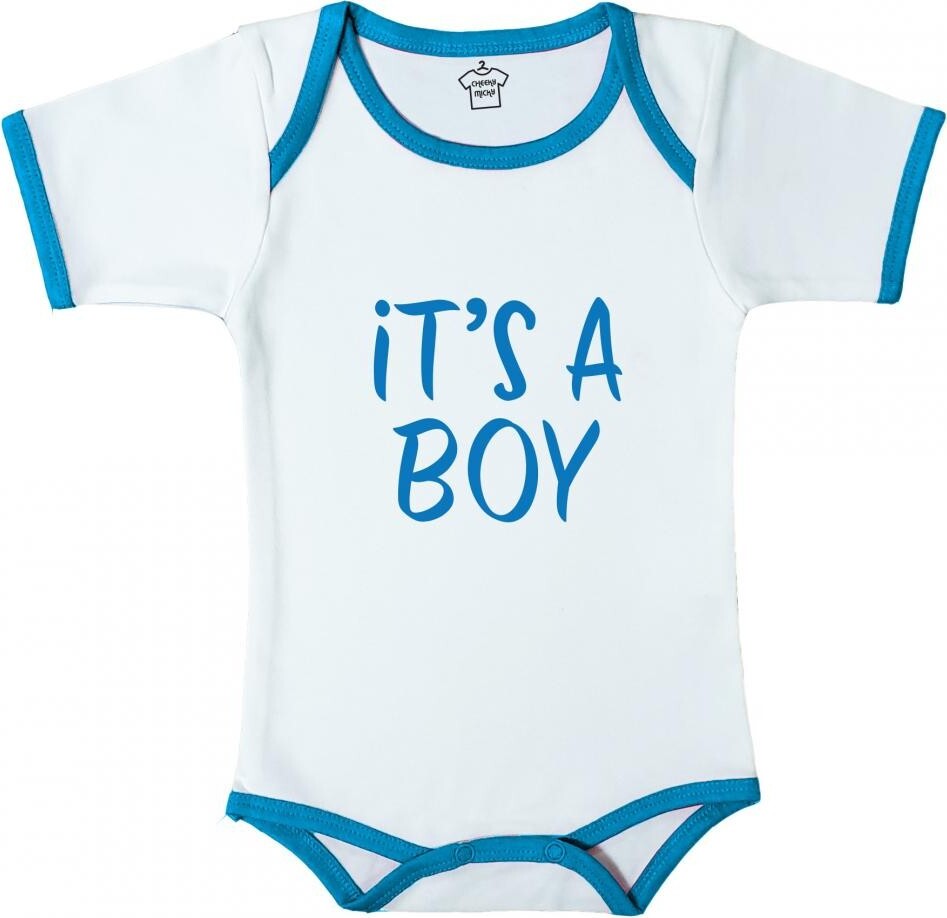 Body Suit with Blue Trim It's A Boy- Age 6-12 months