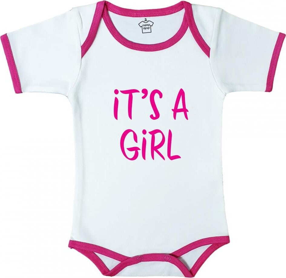 Body Suit with Pink Trim It's A Girl- Age 6-12 months