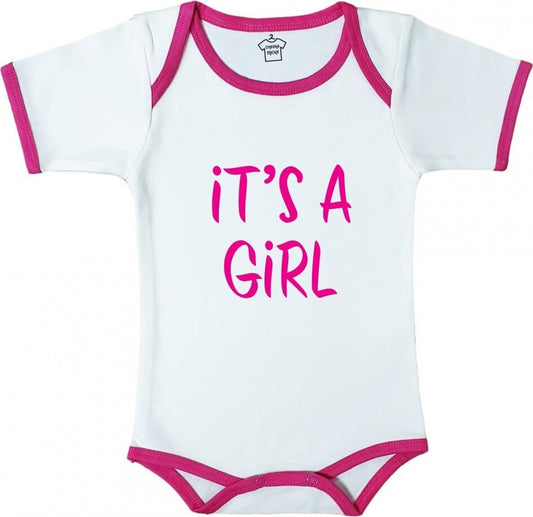 Body Suit with Pink Trim It's A Girl- Age 6-12 months