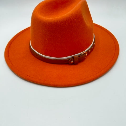 Bright orange fedora with stars