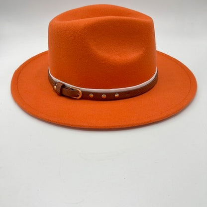 Bright orange fedora with stars