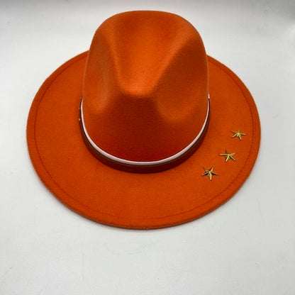 Bright orange fedora with stars