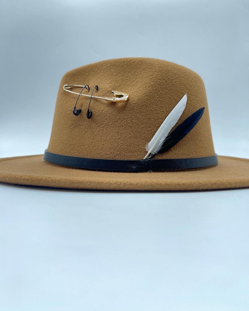 Brown fedora with a touch