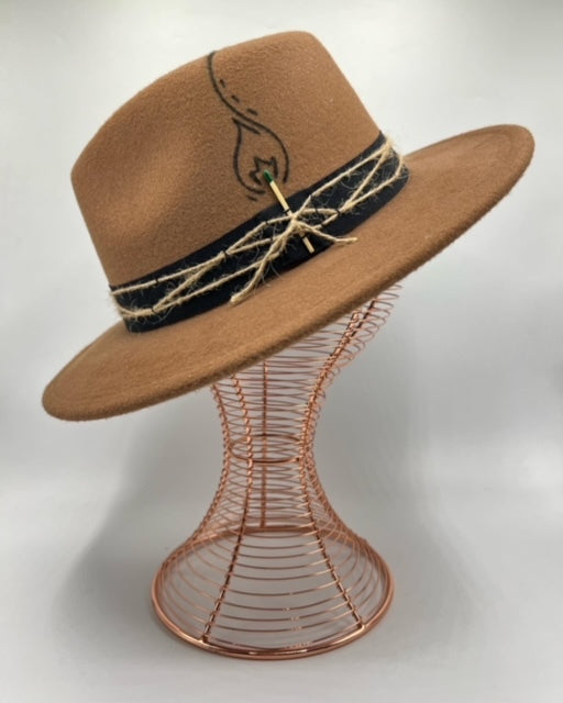 Brown fedora with green touch