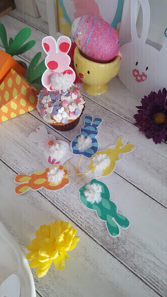 Bunny Cupcake Toppers, Bunny Cupcake Decorations, Rabbit Cupcake Toppers, Easter Party Decorations, Easter Bunny Decorations (set of 8)