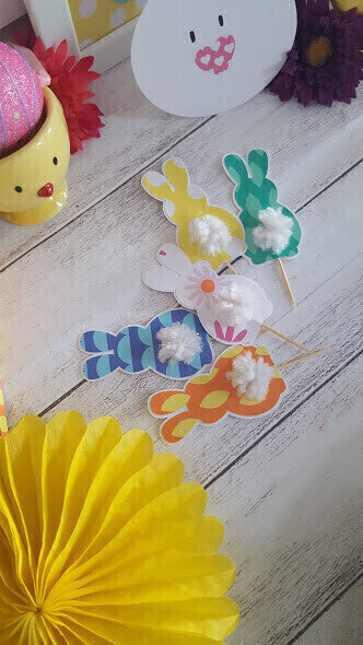 Bunny Cupcake Toppers, Bunny Cupcake Decorations, Rabbit Cupcake Toppers, Easter Party Decorations, Easter Bunny Decorations (set of 8)