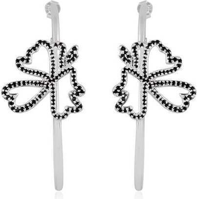 Butterfly Hoops in Black Cubic Zirconia Sterling Silver