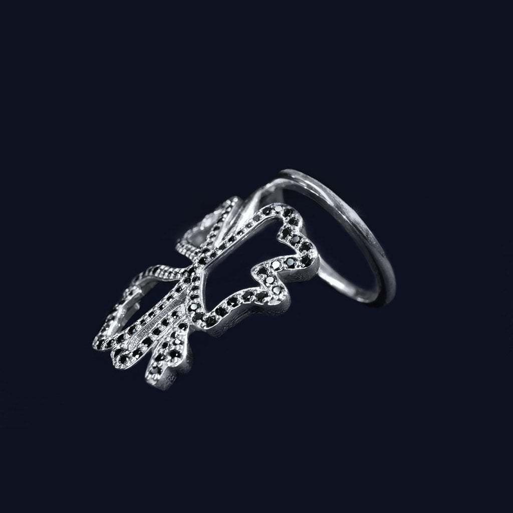 Butterfly Ring in Black Cubic Zirconia Sterling Silver