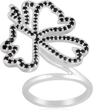 Butterfly Ring in Black Cubic Zirconia Sterling Silver