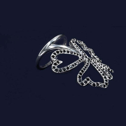 Butterfly Ring in Black Cubic Zirconia Sterling Silver