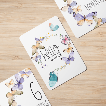 Butterfly Wreath Baby Milestone Cards - Set of 25