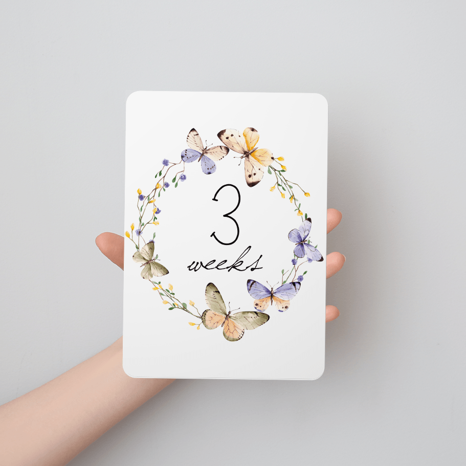 Butterfly Wreath Baby Milestone Cards - Set of 25