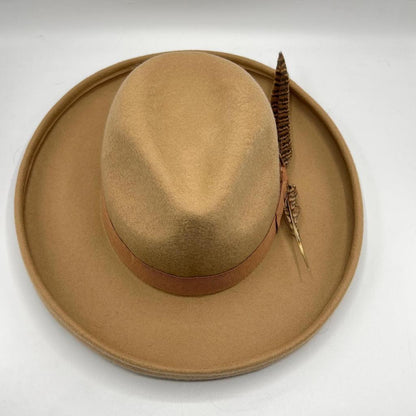 Camel brim revolve style fedora