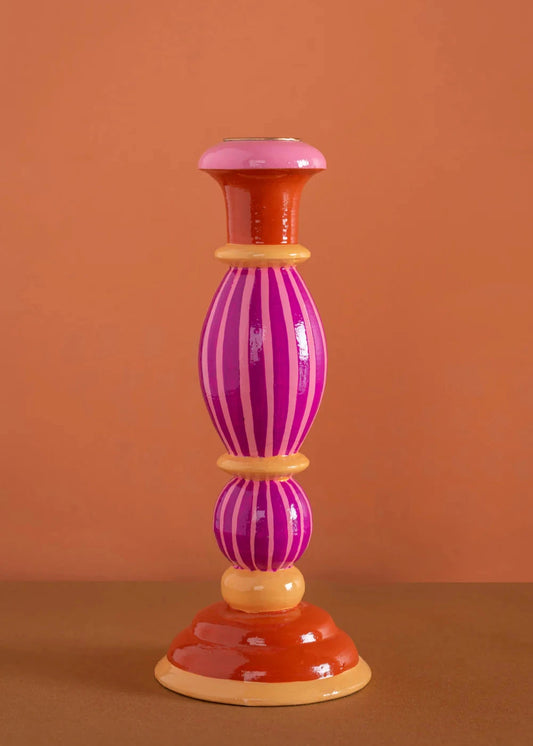 Pre-order : Hand Painted Wooden Carved Candlestick