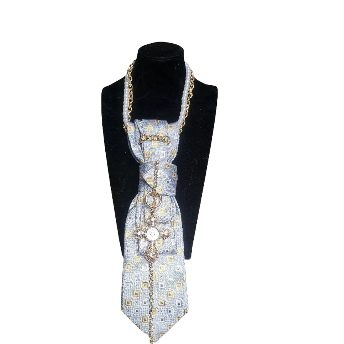 Tie Jewels Blue & Gold Cross frontal