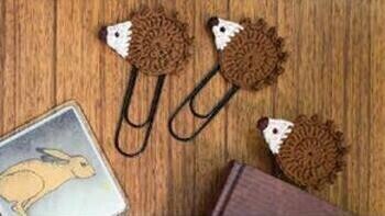 Crochet Hedgehog bookmark/paperclips, 6 pcs