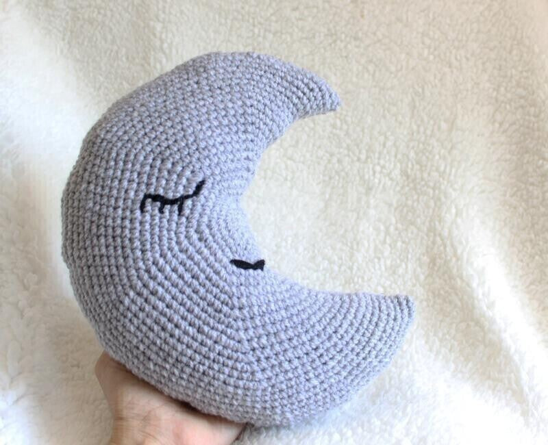 Crochet Moon decor pillow